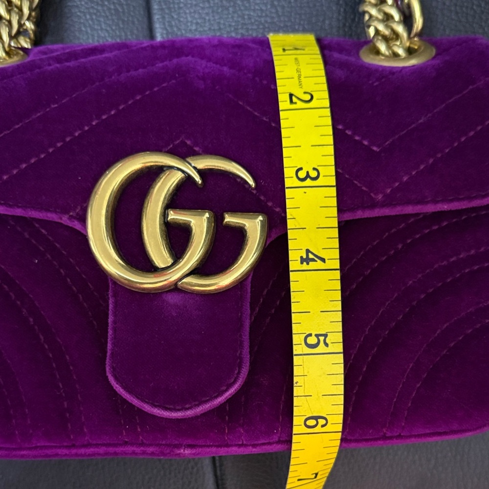 GUCCI Medium Sz Purple-Pinkish Velvet Gold Chain Shoulder/Crossbody Bag - Picture 12 of 16